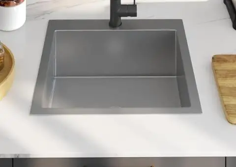 Chiuvetă de bucătărie lucrată manual, oțel inoxidabil - 3/5