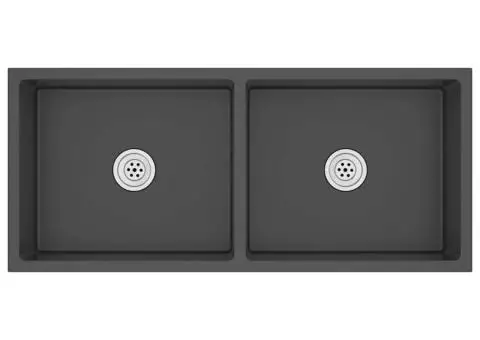 Chiuvetă de bucătărie lucrată manual, negru, oțel inoxidabil - 2/5