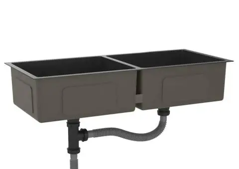 Chiuvetă de bucătărie lucrată manual, negru, oțel inoxidabil - 4/5