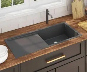 vidaXL Chiuvetă de bucătărie lucrată manual, negru, oțel inoxidabil