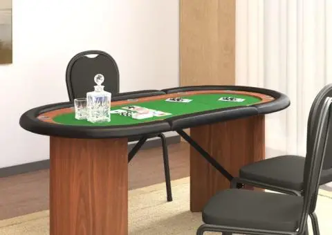 Masă de poker, 10 jucători, verde, 160x80x75 cm - 1/5
