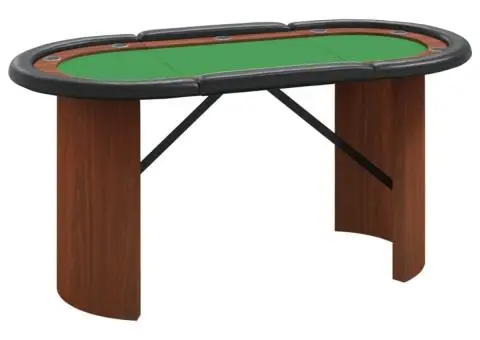 Masă de poker, 10 jucători, verde, 160x80x75 cm - 2/5
