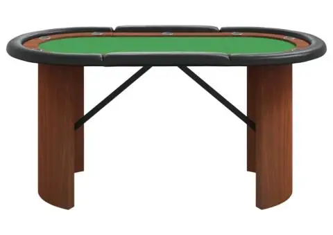 Masă de poker, 10 jucători, verde, 160x80x75 cm - 3/5