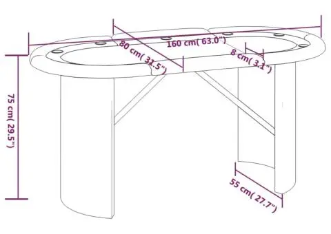 Masă de poker, 10 jucători, verde, 160x80x75 cm - 5/5
