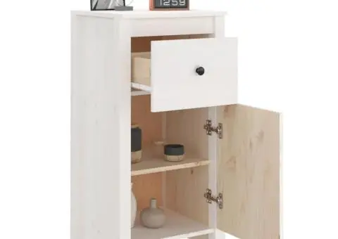 Servante, 2 buc., alb, 40x35x80 cm, lemn masiv de pin - 4/5