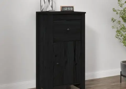 Servantă, negru, 40x35x80 cm, lemn masiv de pin - 1/5