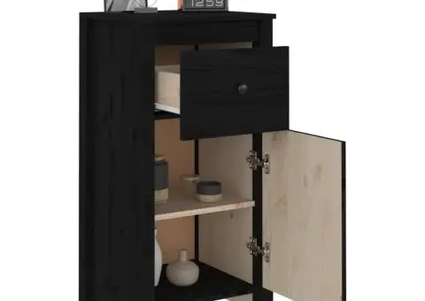 Servantă, negru, 40x35x80 cm, lemn masiv de pin - 4/5