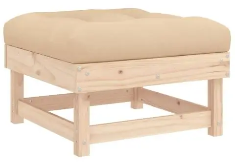 Taburete de grădină cu perne, 2 buc., lemn masiv de pin - 3/5