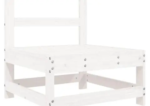 Canapea de mijloc cu perne, alb, lemn masiv de pin - 4/5