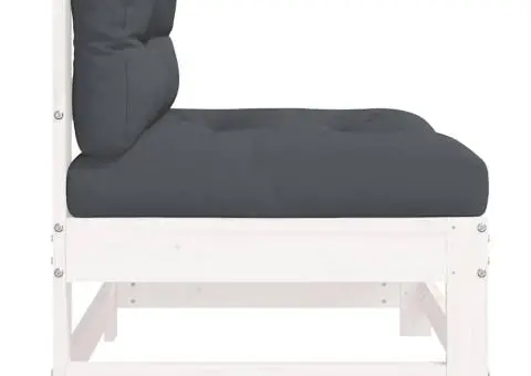 Canapea de mijloc cu perne, alb, lemn masiv de pin - 5/5