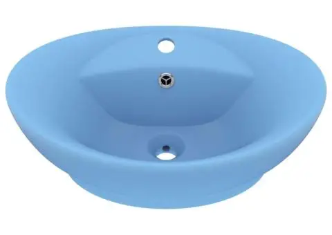 Chiuvetă lux cu preaplin, bleu mat, 58,5x39 cm, ceramică, oval - 2/5