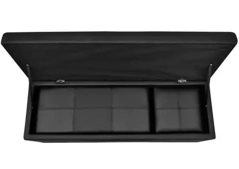 Set banchetă depozitare, piele eco, taburet pt. picioare, negru, 3 buc - 5/5