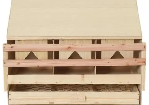 Cuibar găini cu 3 compartimente, 72x33x54 cm, lemn masiv pin - 2/5