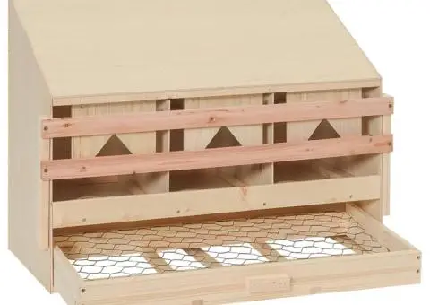 Cuibar găini cu 3 compartimente, 72x33x54 cm, lemn masiv pin - 3/5