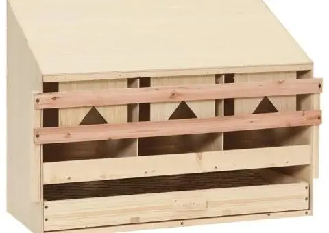 Cuibar găini cu 3 compartimente, 72x33x54 cm, lemn masiv pin - 4/5