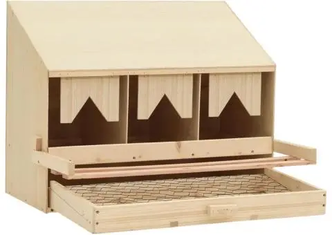 Cuibar găini cu 3 compartimente, 72x33x54 cm, lemn masiv pin - 5/5