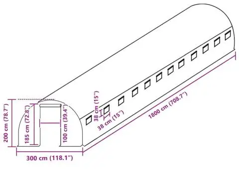 Copertină rezervă pentru seră (54 m²), verde, 300x1800x200 cm - 5/5