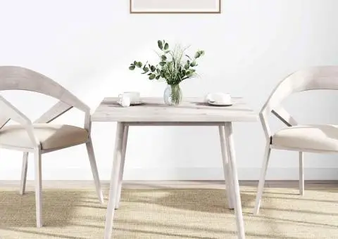 Blat de masă, alb, 80x80x2,5 cm, lemn masiv de pin, pătrat - 2/5