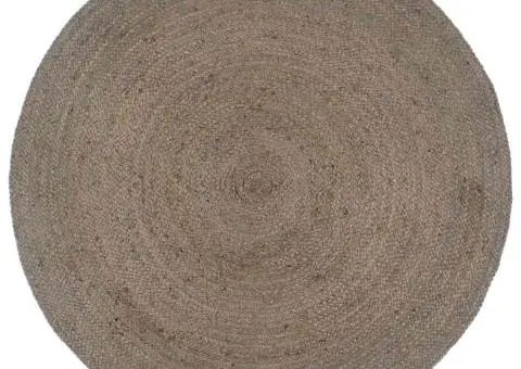 Covor lucrat manual, gri, 180 cm, iută, rotund - 1/5