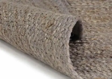 Covor lucrat manual, gri, 180 cm, iută, rotund - 2/5