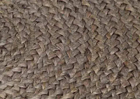 Covor lucrat manual, gri, 180 cm, iută, rotund - 4/5