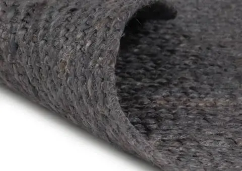 Covor lucrat manual, gri închis, 240 cm, iută, rotund - 2/5