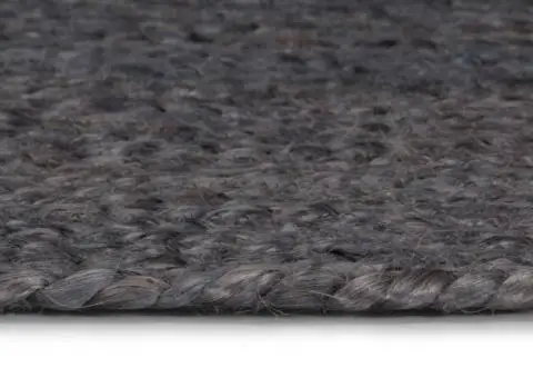Covor lucrat manual, gri închis, 240 cm, iută, rotund - 3/5