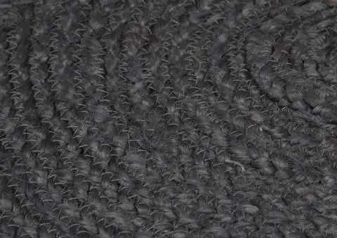 Covor lucrat manual, gri închis, 240 cm, iută, rotund - 4/5