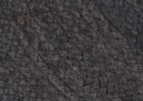 Covor lucrat manual, gri închis, 240 cm, iută, rotund - 5/5