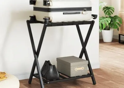 Suport pentru bagaje, negru, 68x38x58 cm, bambus - 1/5