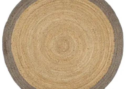 Covor lucrat manual din iută cu chenar gri 210 cm