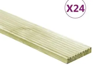 vidaXL Plăci de pardoseală 24 buc. 3,48 m² 1 m, lemn masiv pin tratat