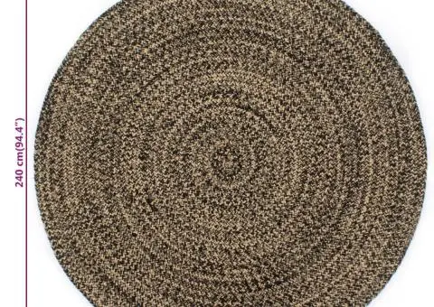 Covor lucrat manual, negru și maro, 240 cm, iută - 5/5