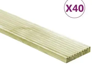 vidaXL Plăci de pardoseală 40 buc. 5,8 m² 1 m, lemn masiv pin tratat