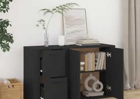 Servantă, negru, 100x33x59,5 cm, lemn compozit - 3/5