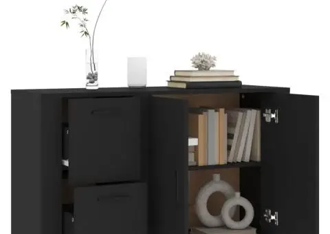 Servantă, negru, 100x33x59,5 cm, lemn compozit - 5/5