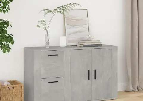 Servantă, gri beton, 100x33x59,5 cm, lemn prelucrat - 1/5