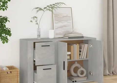 Servantă, gri beton, 100x33x59,5 cm, lemn prelucrat - 3/5