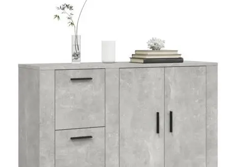 Servantă, gri beton, 100x33x59,5 cm, lemn prelucrat - 4/5