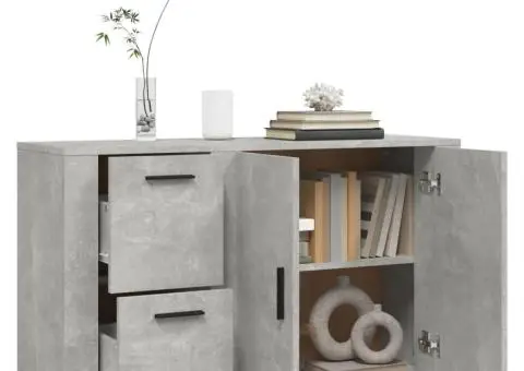 Servantă, gri beton, 100x33x59,5 cm, lemn prelucrat - 5/5