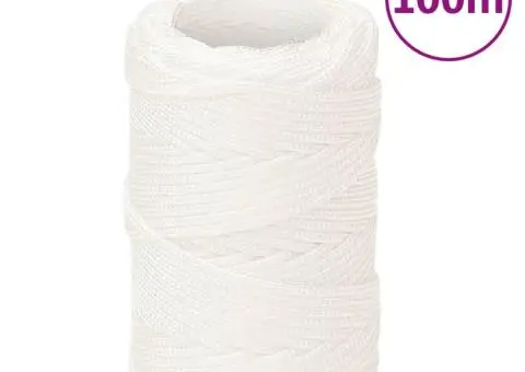 Frânghie de barcă, alb complet, 2 mm, 100 m, polipropilenă - 1/5