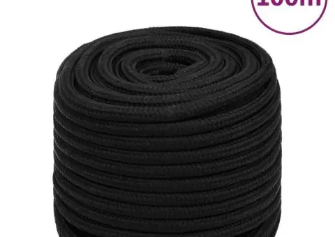 Frânghie de lucru, negru, 16 mm, 100 m, poliester - 1/5