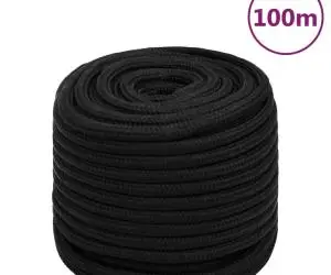 vidaXL Frânghie de lucru, negru, 16 mm, 100 m, poliester