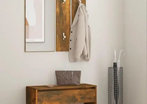 Set de mobilier pentru hol, stejar fumuriu, lemn prelucrat - 1/5