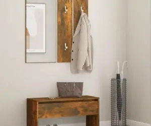 vidaXL Set de mobilier pentru hol, stejar fumuriu, lemn prelucrat