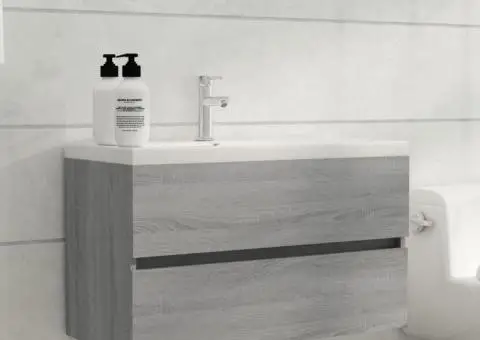 Dulap chiuvetă, sonoma gri, 80x38,5x45 cm, lemn prelucrat - 1/5