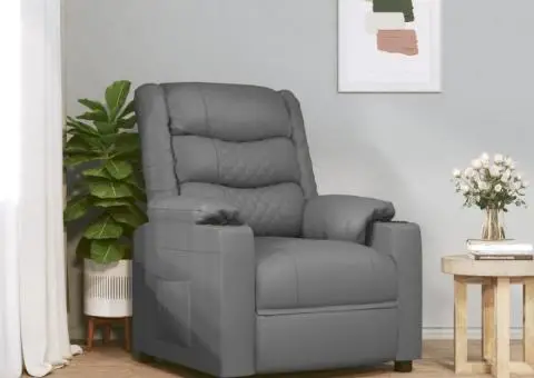 Fotoliu de masaj electric, gri, piele ecologică - 1/5