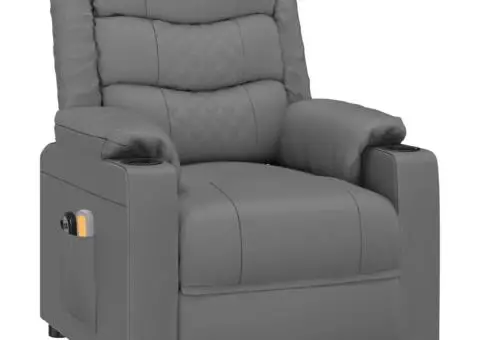 Fotoliu de masaj electric, gri, piele ecologică - 3/5