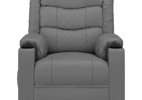 Fotoliu de masaj electric, gri, piele ecologică - 4/5