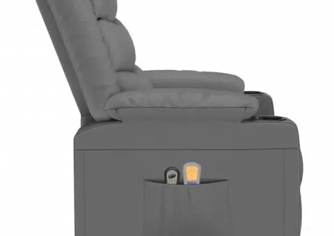 Fotoliu de masaj electric, gri, piele ecologică - 5/5